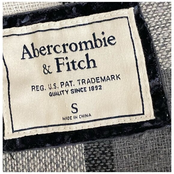 Abercrombie & Fitch Sweater Gray Plaid Wool-blend Trendy Fuzzy Women's Sz Sm - Picture 3 of 10
